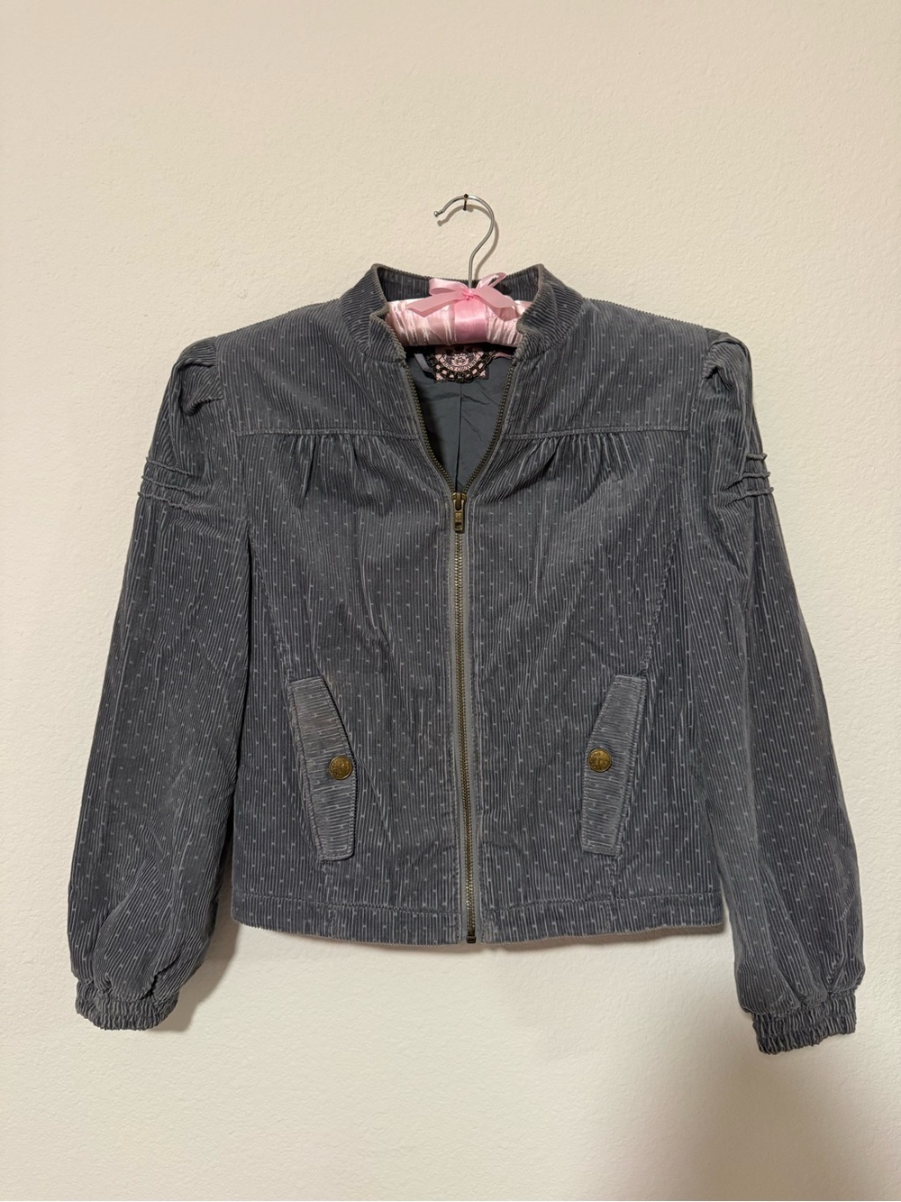 Vintage Juicy Couture Gray Corduroy Cropped Jacket Y2K